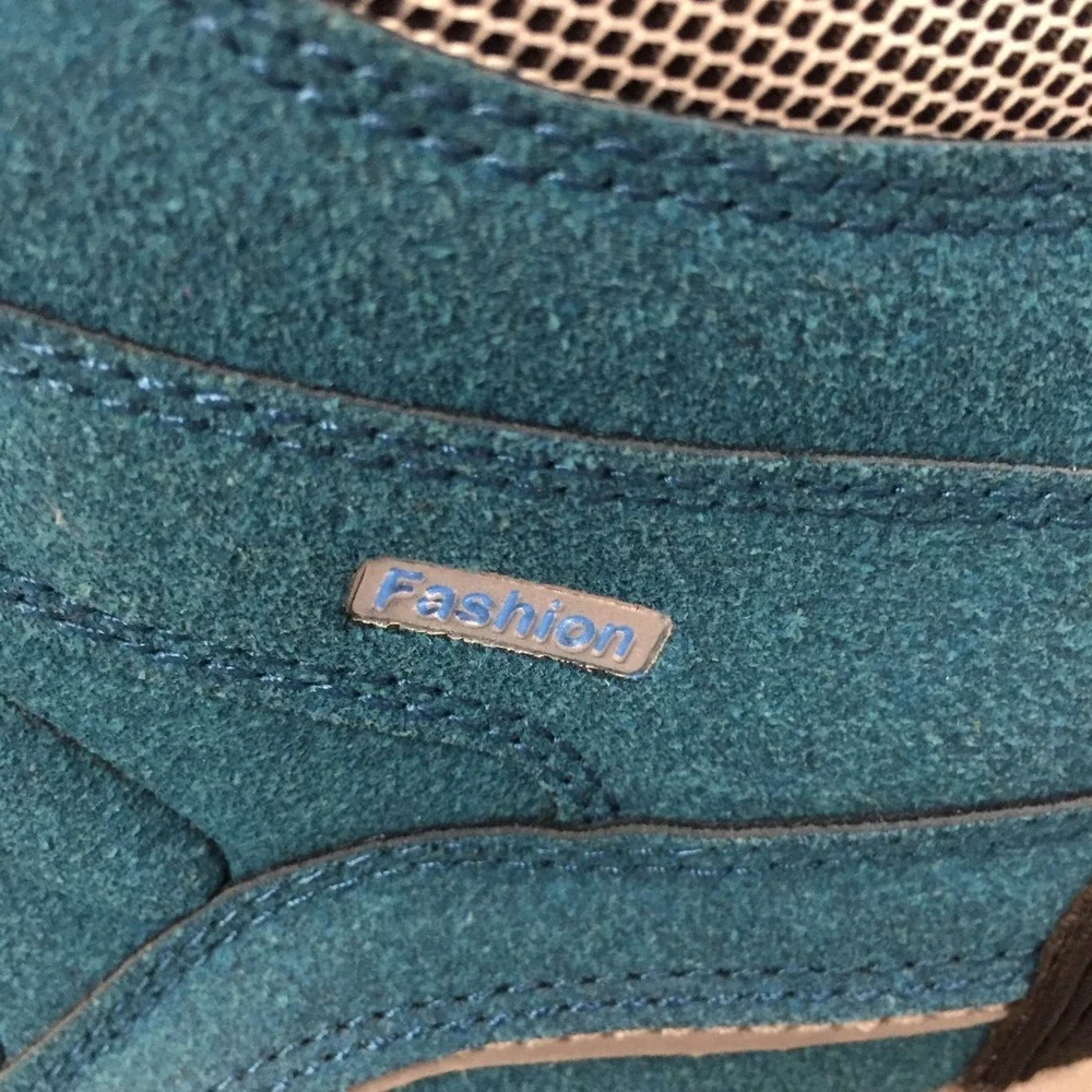 Fashion S Teal Blue Suede Hiking Boots Mens Size 43 Mid Top Trail Shoes‎